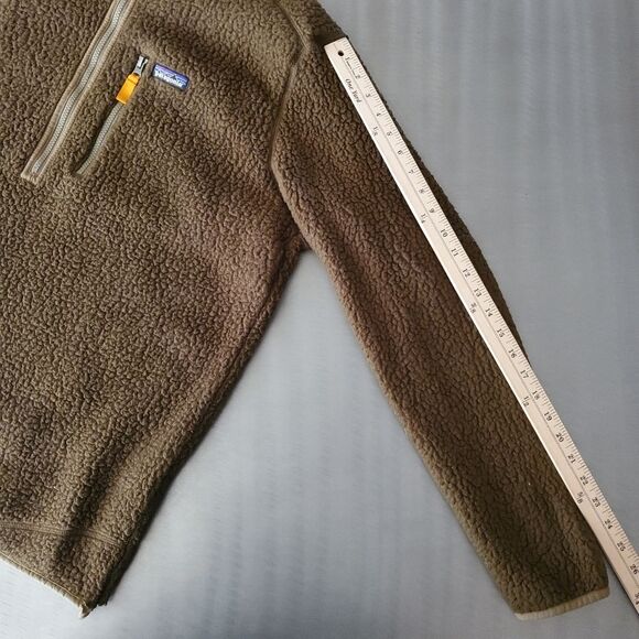PATAGONIA Retro Pile Fleece Green Brown Half Zip Pullover - Picture 7 of 13